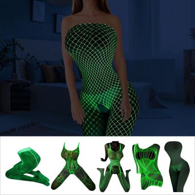 Sexy Lingerie Fishnet Body Stockings Glow Dress Underwear Sleepwear Bodysuit