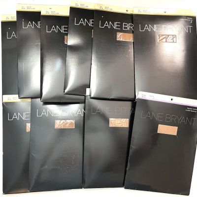 Lane Bryant Daysheer Pantyhose Lot 10 Pair Size D - 8x Tan + 2x Beige Nylons