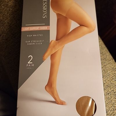 Silk Impressions Light Support Sheer 2 Pair. 20 Denier. Rich Tan.