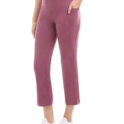 Jockey Ladies' Yoga Capri Cropped Slit Flare Stretch Pant Mauve/Nocturne SZ M