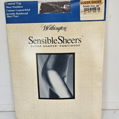 Worthington Sensible Sheers Super Shaper Pantyhose Queen Short Smoke Grey 85