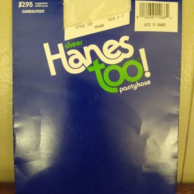 Vintage Hanes Too Day Sheers Sandalfoot Pearl Size EF Pantyhose Unopened