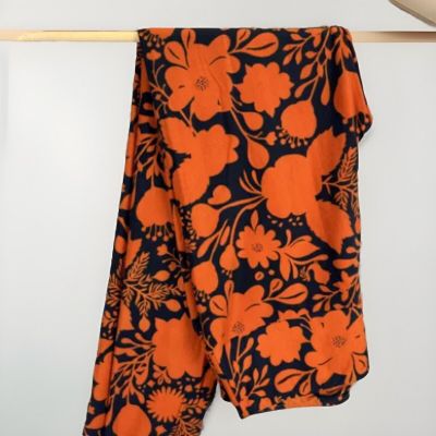 LuLaRoe Autumn OS Leggings Navy Blue Orange Floral Birds Soft Leaves Flowers