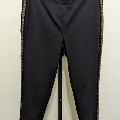 Lane Bryant Women's Plus Black Skinny Legging Knit Pants Gold Stretch Sz 14