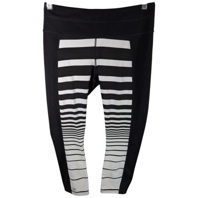 Athleta Piano Leggings Music Teacher Black White Stripe Small Compression Sonar