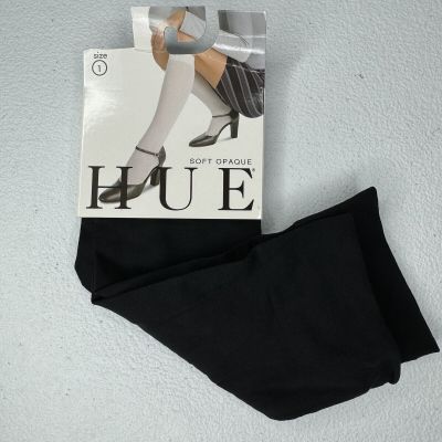 HUE Womens Soft Opaque Knee Hi Size 1 Black 1 Pair NEW