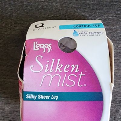 L'eggs Silken Mist Silky Sheer Leg Control Top Black Mist Size Q 20309