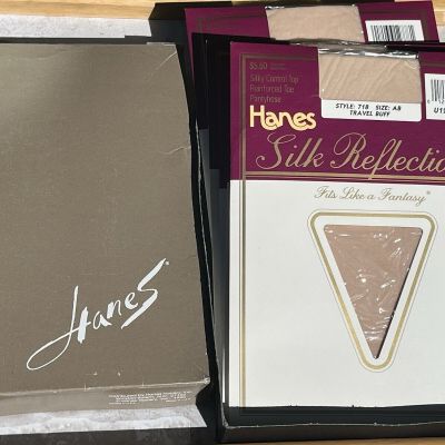 6 NIP Hanes Silk Reflections Vintage 1990 Pantyhose Size AB Travel Buff