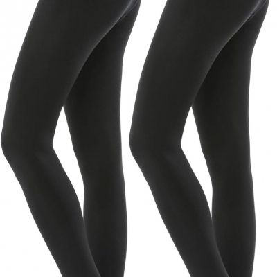 Fleece Lined Women's Tights - 100D Opaque Warm Winter Pantyhose (2 Pairs)