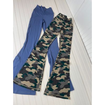 NWT Aerie Real Me High Waisted Ruched Flare Leg Leggings Camo &  Blue Bundle S