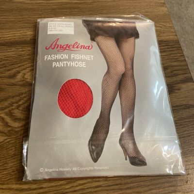 Angelina Fashion Fishnet Pantyhose, Red, one size to 5'10