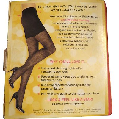 Spanx Star Power Center Stage Medallion Patterned Shaping Tights Black Size A