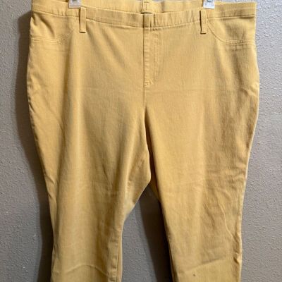 FADED GLORY CAPRI LEGGINGS SZ 3X (22W-24W) MUSTARD STRETCH PULL ON