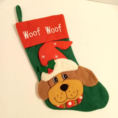 Dan Dee Collectors Choice Woof Woof 3D Christmas Stocking Dog Puppy Vintage