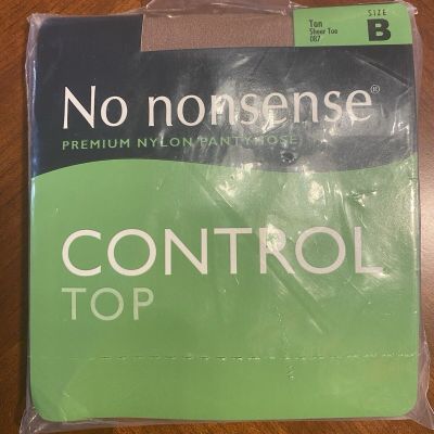 No Nonsense Pantyhose Control Top Tan Size B Sheer Toe (187)