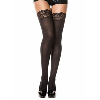 Brand New Opaque Thigh High Stockings With Lace Top Music Legs 4747