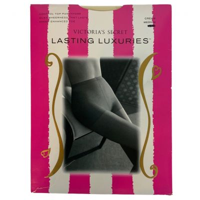 Victorias Secret Lasting Luxuries Pantyhose Medium Cream Control Top Silky Sheer