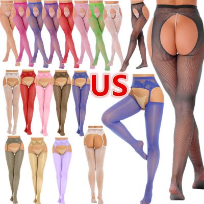 US Womens Fishnet Tight Open Crotch Stockings Panty Hose Nylon Mesh Pantyhoses