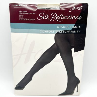 Hanes Control Top Silk Reflections Opaque Tights Mocha Petite Medium Large 0A923