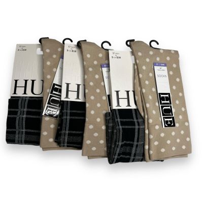 HUE Black Plaid Knee Hi Chino Ultra smooth Polka Dot Variety One Size 6 Pairs