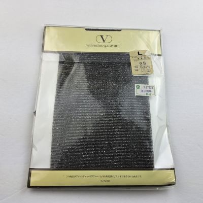 Vtg Valentino Garavani Textured Metallic Stripe Pantyhose Japan Size L