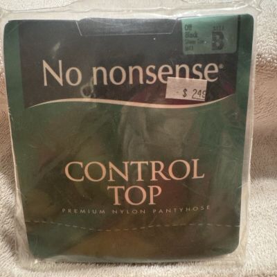 Vintage No Nonsense Pantyhose Size B. Control Top Nylon Reinforced Toe,off Black