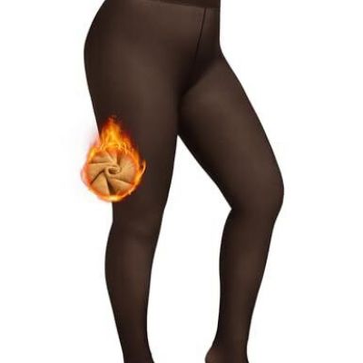 Fleece Lined Tights for Women Plus Size Thick Thermal XX-Large-3X-Large Black