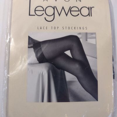 Vintage Lace Top Stockings Thigh High New Sealed Avon Legwear Black Sexy Size C