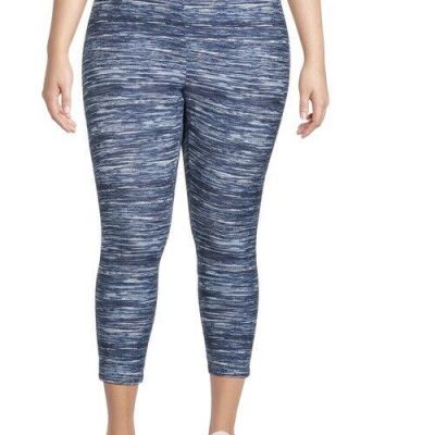 Terra & Sky Plus Size Space Dye Blue Capris Leggings Size 3X NEW