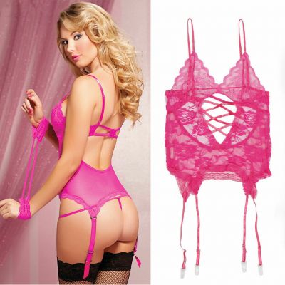 Women's Sexy Lace Garter Belt Stocking G-string Lingerie Uniform Temptation