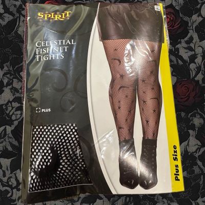 Celestial Fishnet Tights Women’s Star Moon Pattern Plus Size - New