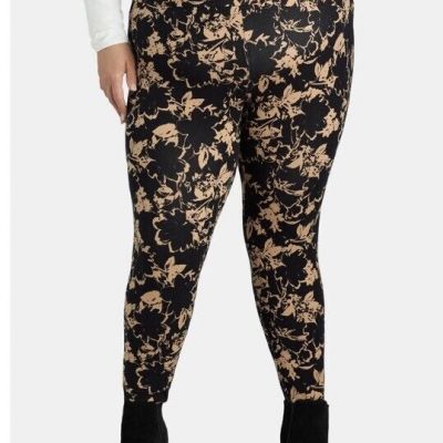 Terra & Sky Women's Plus Chocolate Mocha Splash Leggings Size 0X (14W) NWT