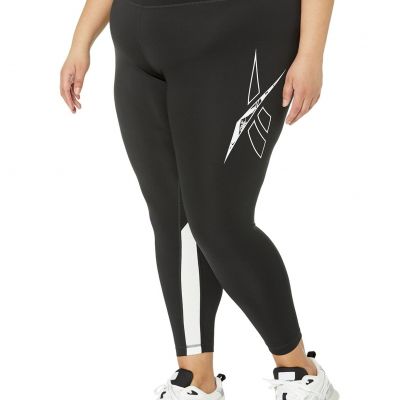 MSRP $45 Reebok Womens Plus Size Workout Ready Leggings Black Size 1X