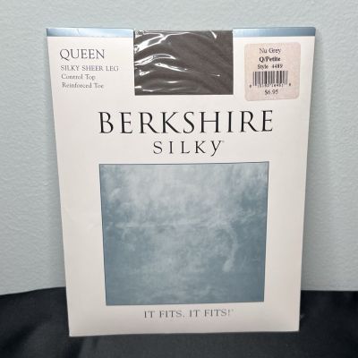 Berkshire Silky Sheer Leg Pantyhose Control Top Queen Style Nu Grey Sz Q/Petite