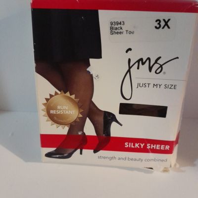 Womens JMS 3x Silky Sheer Black Sheer Toe 93943 Hosiery