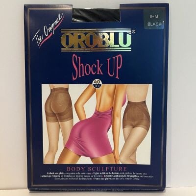 NEW Oroblu Shock Up BLACK Body Sculpture Lifter Tights Pantyhose Size II Medium