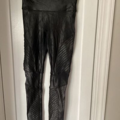 SPANX Moto Faux Leather Leggings-Black Sz S