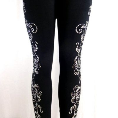 Regular & Plus Yoga Style Leggings Embellished Rhinestone My Silver Pearl Design