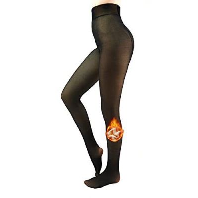 X-CHENG Fleece Lined Tights Sheer Women - Fake Translucent Warm X-Small Black