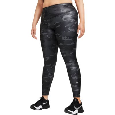 NIKE Women's Dri-FIT One Mid Rise Full Length Camo Leggings Plus Size 2X Black