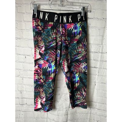 PINK Ultimate Tropical Print Leggings - Vibrant Workout Pants (S)  EUC