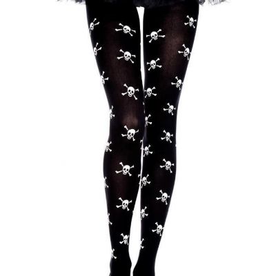 sexy MUSIC LEGS skulls CROSSBONES skeleton BONES opaque TIGHTS pantyhose PIRATE