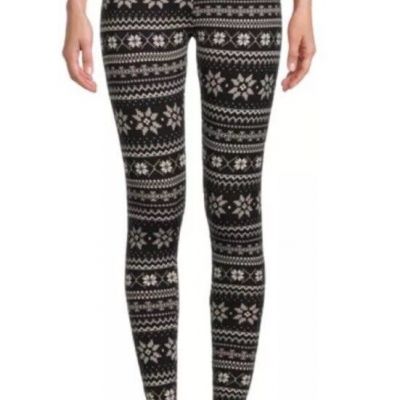 Time and Tru Fairisle Christmas Snowflake High Rise Fitted Leggings XL (16-18)