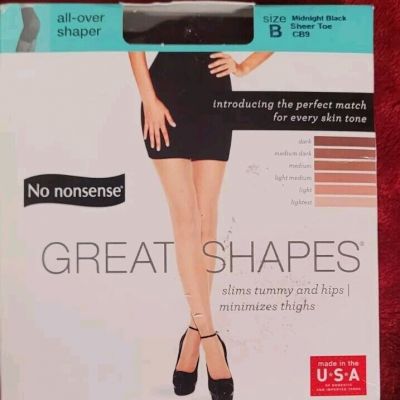 No Nonsense Great Shapes All-over Shaper Size B Midnight Black Sheer Toe