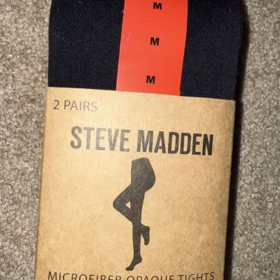 Steve Madden Women's 2 Pairs   Microfiber Opaque Tights Size Medium