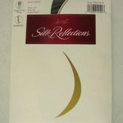 NEW Hanes Silk Reflections Control Top Pantyhose. Size CD Barely Black. 1998.