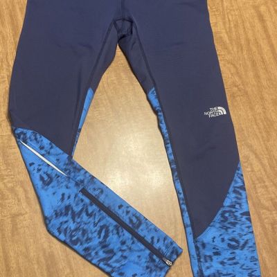 The North Face Women’s Two-Toned Blue Leggings Medium Athleisure Workout Zipper