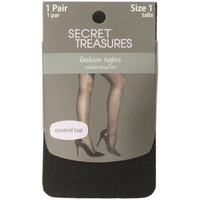 Secret Treasures Ladies Tights Solid Black Plus Size 1-Double Diamond-ST7CR