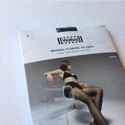 WOLFORD INDIVIDUAL 10 CONTROL TOP TIGHTS IN BLACK SIZE EXTRA LARGE XL NWT