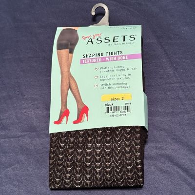 Assets by Spanx Textured Diagonal WavePatterned Shaping Tights Black Size 2